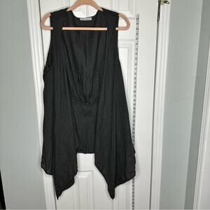 Tempo Hand Woven Linen Artistic Loose Open Front Lagenlook Layering Vest Large